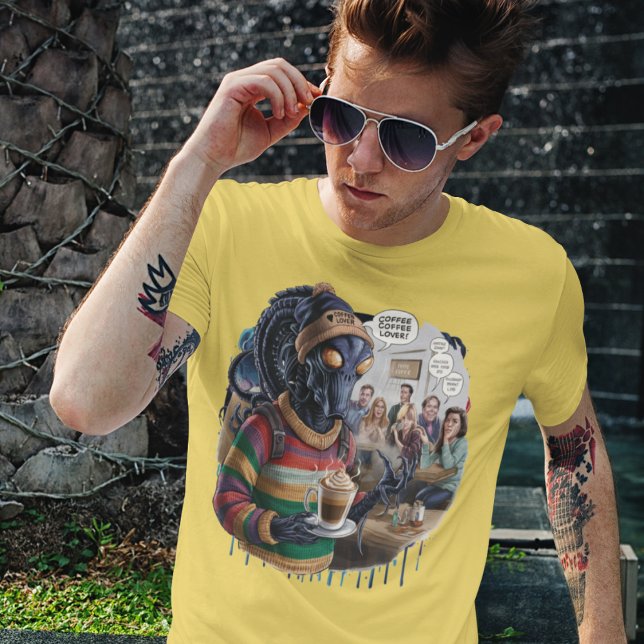 T-shirt Le mignon alien pour les amateurs de café (Créateur téléchargé)