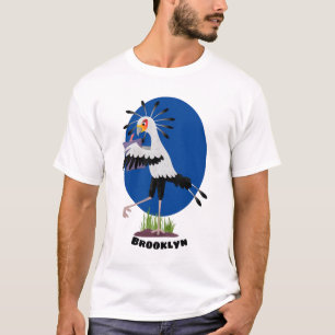 T-shirt Le mignon secrétaire oiseau écrire des notes dessi