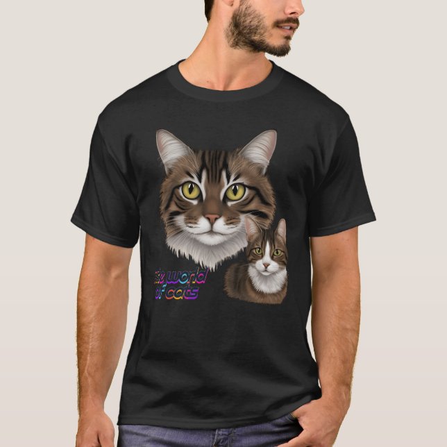 T-shirt Le monde des chats drôle (Devant)