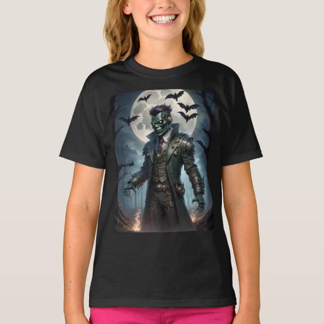 T-shirt Le monstre de Halloween Steampunk Frankenstein (Devant)