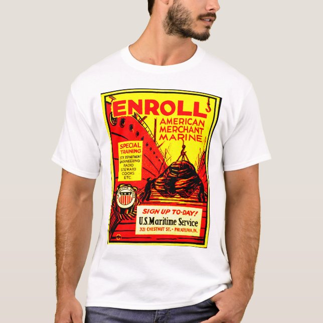 T-shirt Le négociant américain Marin-S'inscrivent (Devant)