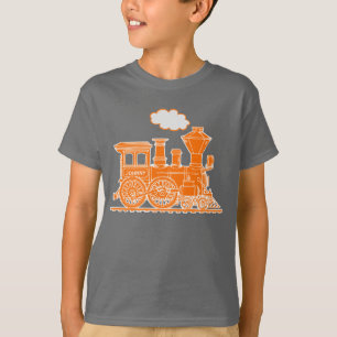 T-shirt Le nom fait sur commande de vapeur de train orange