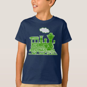 T-shirt Le nom fait sur commande de vapeur de train vert