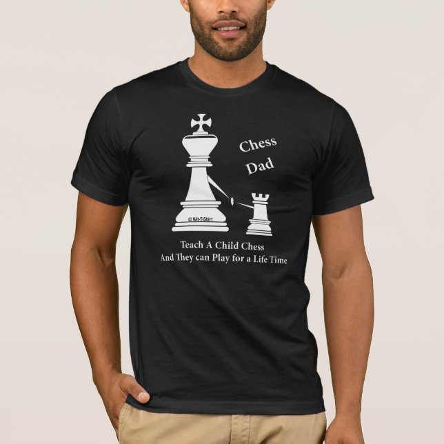 T-shirt Le papa d'échecs, enseignent des échecs d'enfant, (Devant)