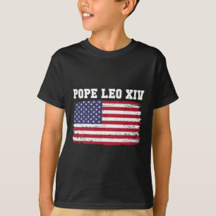 T-shirt Le Pape Leo Xiv 14ème Pape Américain Drapeau Vin