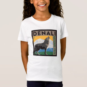 T-Shirt Le Parc national de Denali   Howling Wolf