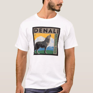 T-shirt Le Parc national de Denali Howling Wolf