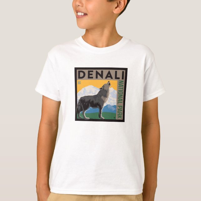 T-shirt Le Parc national de Denali | Howling Wolf (Devant)