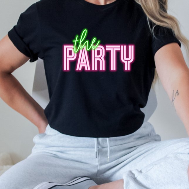 T-shirt Le Party Neon Green & Pink Tropical Bach (Créateur téléchargé)