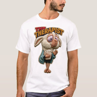 T-shirt Le patch brodé de mouton drôle du thérapeute, un c