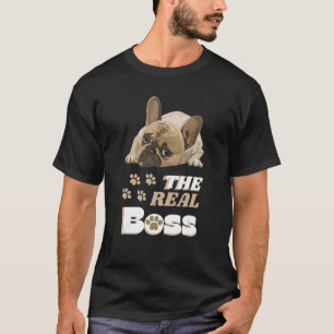 T-shirt Le Patron Le Véritable Boss mignon Français Bulldo
