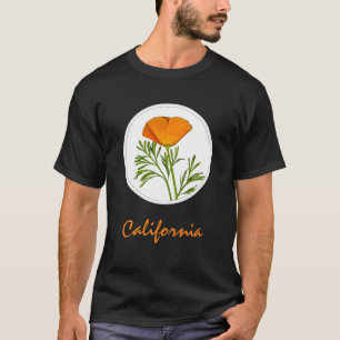 T-shirt Le pavot de Californie dans un cercle, Texte "Cali