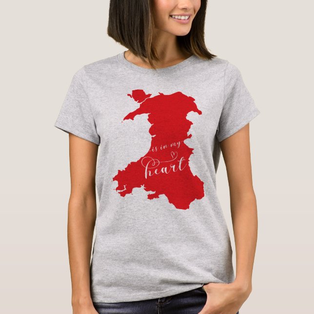 T-shirt Le Pays De Galles Est Dans Mon Coeur (Devant)