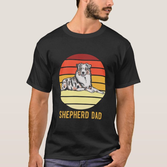 T-shirt Le père du berger de chien rétro-australien  (Devant)