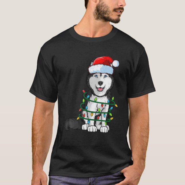 T-shirt Le Père Noël de Siberian Husky (Devant)