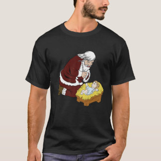 T-shirt Le Père Noël enflammé par le bébé Jésus T-Noël