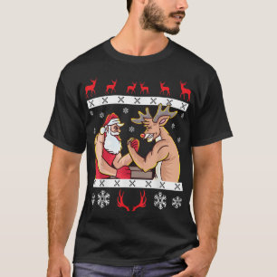 T-shirt Le Père Noël Et Le Bras De Reindeer Luttent Laid C
