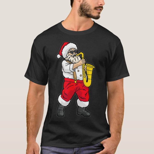 T-shirt Le Père Noël joue du saxophone  (Devant)