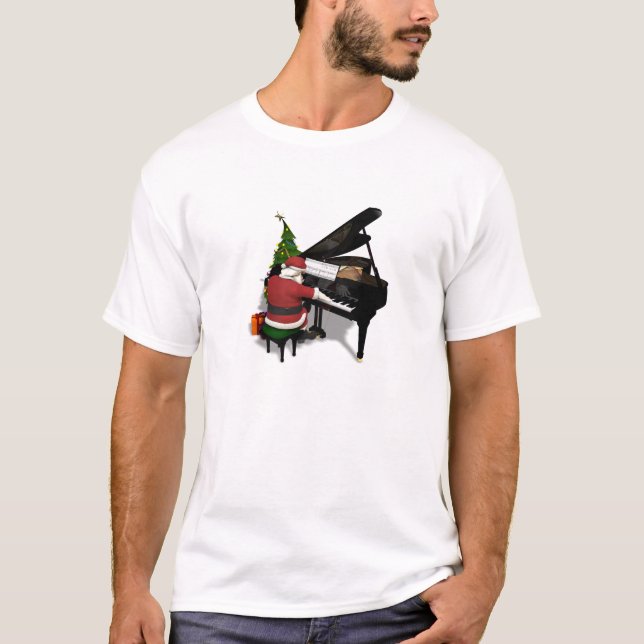T-shirt Le Père Noël Jouer Piano (Devant)