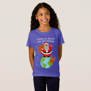 T-Shirt Le Père Noël noir caricaturé se tenant sur Terre,