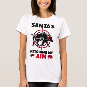 T-shirt Le père Noël surveille ma visée - Chasse au sangli