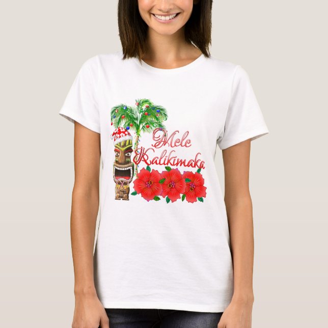 T-shirt Le Père Noël Tiki Mele Kalikimaka (Devant)