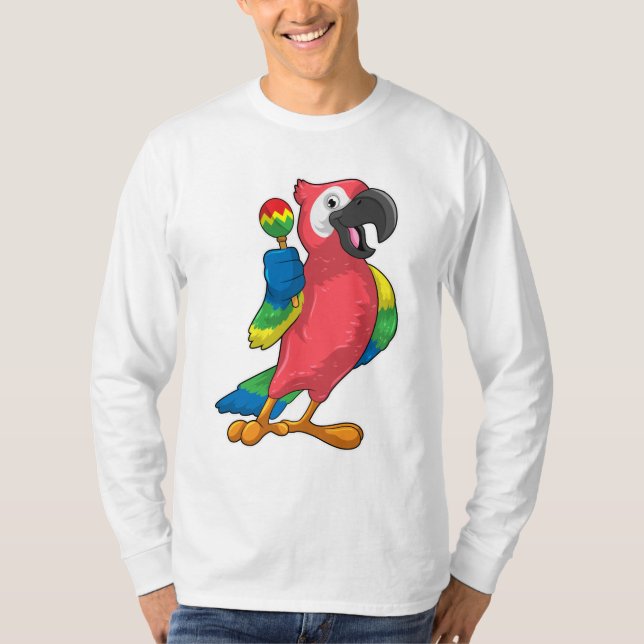 T-shirt Le perroquet à la musique avec Maracas (Devant)