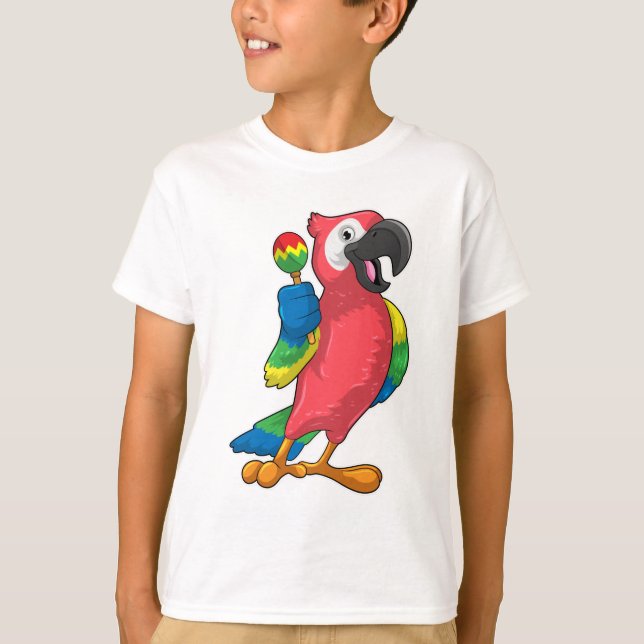T-shirt Le perroquet à la musique avec Maracas (Devant)