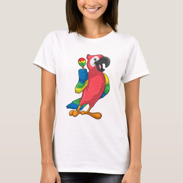 T-shirt Le perroquet à la musique avec Maracas (Devant)