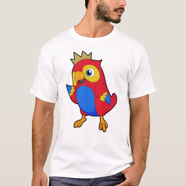 T-shirt Le perroquet comme roi avec la couronne (Devant)