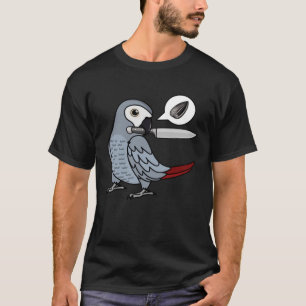 T-shirt Le Perroquet De Couteau Veut Des Graines En Gris A