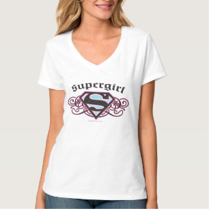 T-shirt Le Pin de Supergirl dépouille le noir et le rose