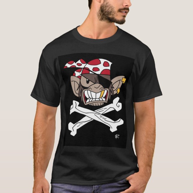 T-shirt Le pirate Monkeys la pièce en t (Devant)