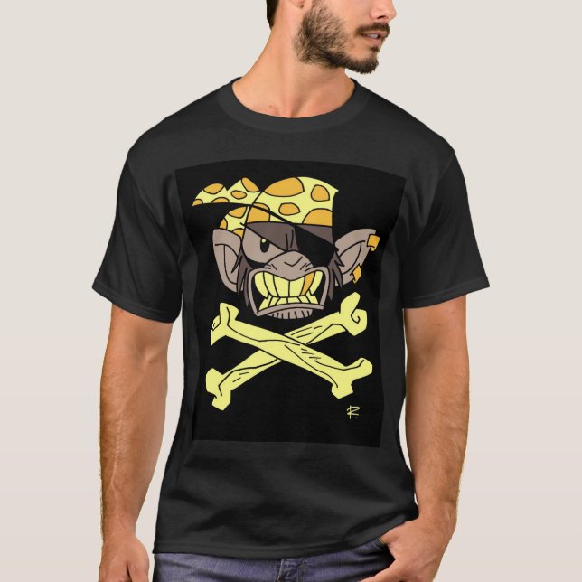 T-shirt Le pirate Monkeys le jaune de drapeau (Devant)