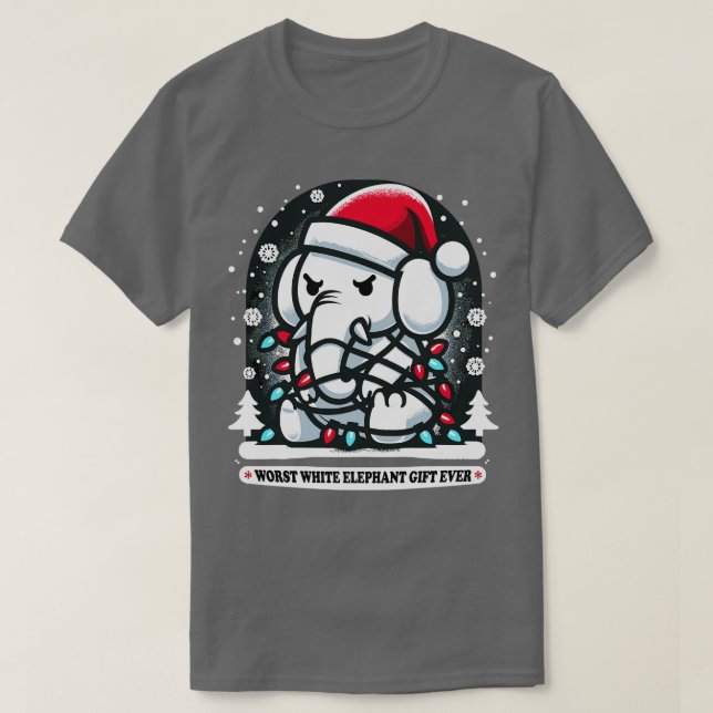 T-shirt Le Pire Don D'Éléphant Blanc Jamais À Noël Lig (Design devant)