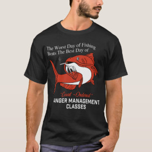 T-shirt Le pire jour de pêche bat le meilleur jour de Cou