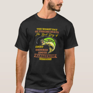 T-shirt Le Pire Jour De Pêche Beats Court Ordonné Outdo