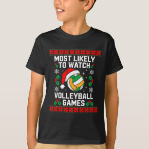 T-shirt Le plus probable regarder Volleyball Père Noël Mat