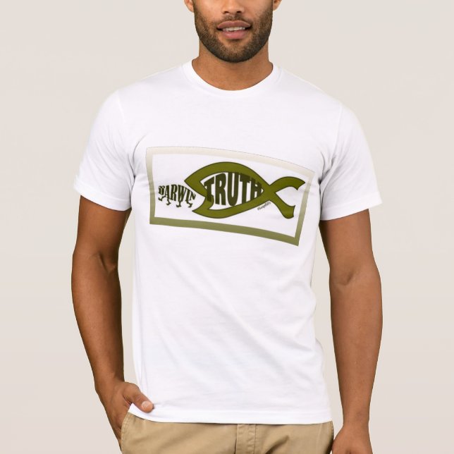 T-SHIRT LE POISSON CHRÉTIEN DE VÉRITÉ MANGE DARWIN (Devant)