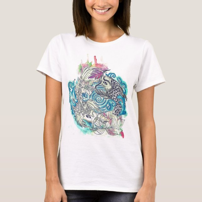 T-shirt Le poisson Yin Yang Koi (Devant)