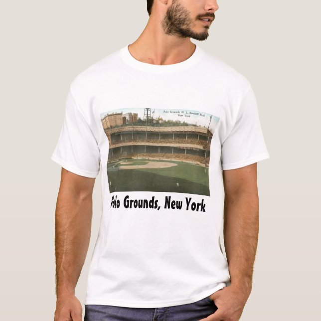 T-shirt Le polo célèbre fond le parc de base-ball, New (Devant)