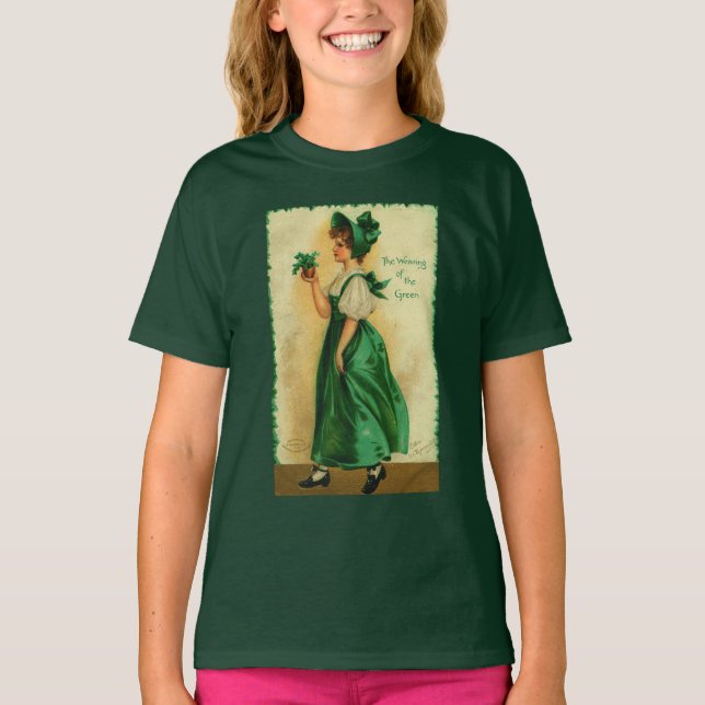 T-shirt Le port de l'art Shamrock vert (Devant)