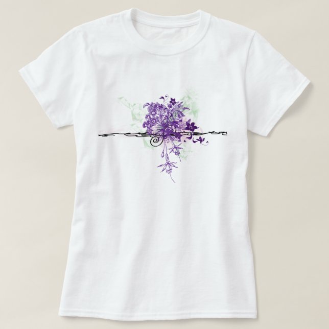 T-shirt Le pourpre abstrait fleurit le bouquet floral (Design devant)