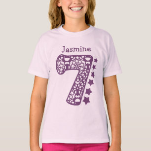 T-shirt Le pourpre pourpre de dentelle de fille de 7