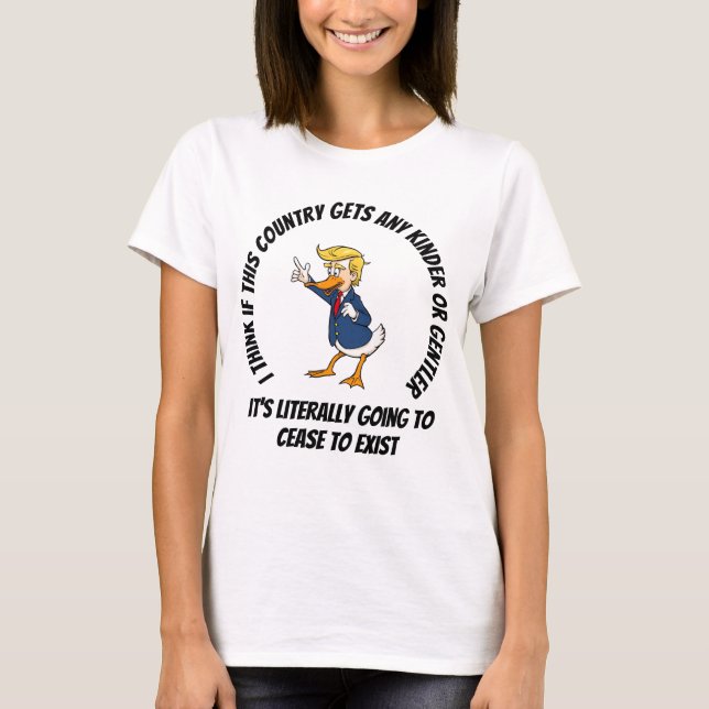 T-shirt Le Président Quack Trump L'Amérique Est Trop Série (Devant)