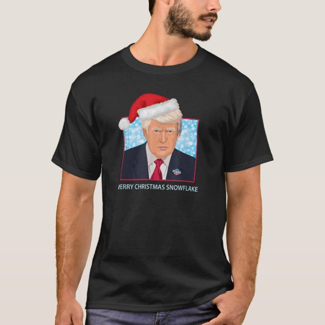 T-shirt Le président Trump Joyeux flocon de neige de Noël  (Devant)
