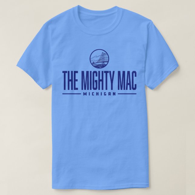 T-shirt Le puissant Mac Michigan Wordmark Bridge Blue (Design devant)