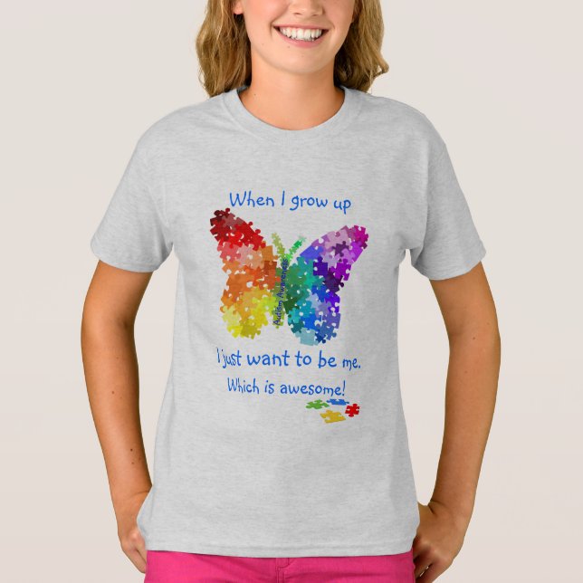 T-shirt Le Puzzle de l'autisme quand j'augmente le design (Devant)