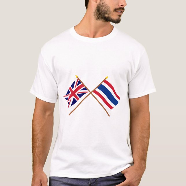 T-shirt Le R-U et les drapeaux croisés par Thaïlande (Devant)