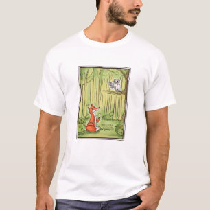T-shirt Le renard et le hibou dans une forêt